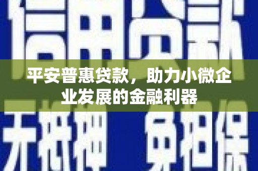 定陶平安普惠贷款，助力小微企业发展的金融利器