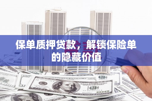 定陶保单质押贷款，解锁保险单的隐藏价值
