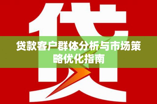 定陶贷款客户群体分析与市场策略优化指南