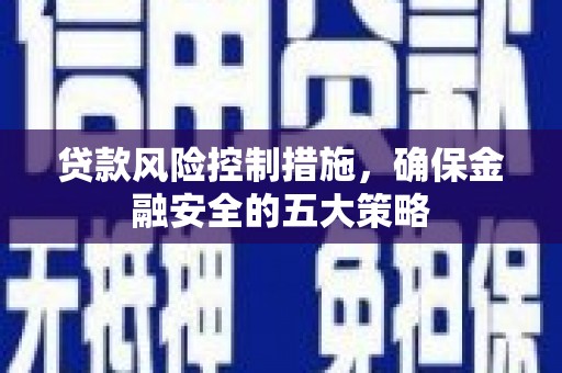 定陶贷款风险控制措施，确保金融安全的五大策略