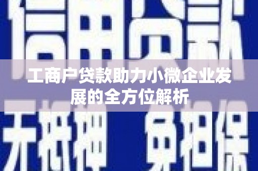 定陶工商户贷款助力小微企业发展的全方位解析