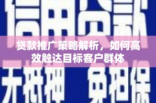 定陶贷款推广策略解析，如何高效触达目标客户群体