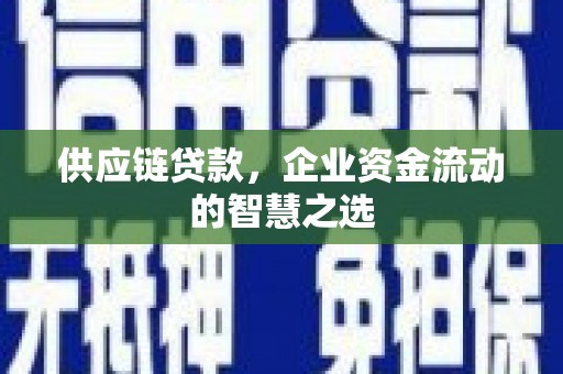 定陶供应链贷款，企业资金流动的智慧之选