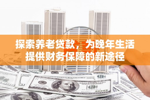 定陶探索养老贷款，为晚年生活提供财务保障的新途径