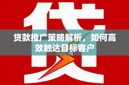 定陶贷款推广策略解析，如何高效触达目标客户