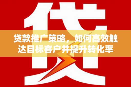 定陶贷款推广策略，如何高效触达目标客户并提升转化率