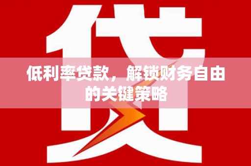 定陶低利率贷款，解锁财务自由的关键策略