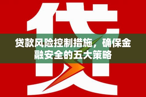 定陶贷款风险控制措施，确保金融安全的五大策略