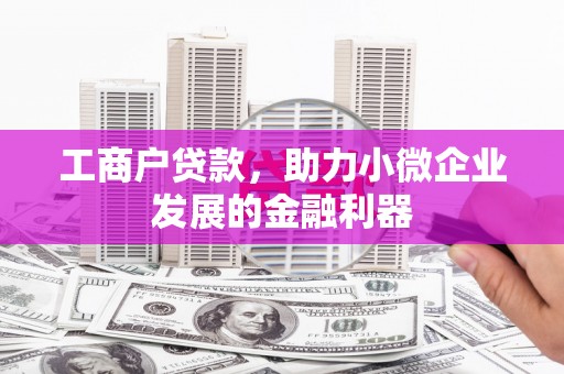 定陶工商户贷款，助力小微企业发展的金融利器