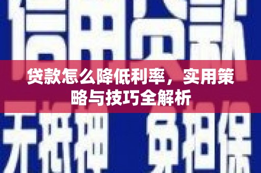 定陶贷款怎么降低利率，实用策略与技巧全解析