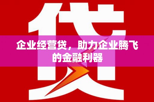 定陶企业经营贷，助力企业腾飞的金融利器