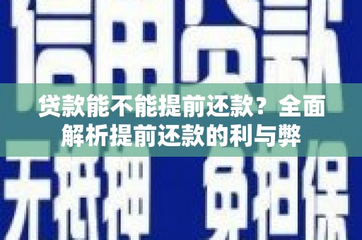 定陶贷款能不能提前还款？全面解析提前还款的利与弊